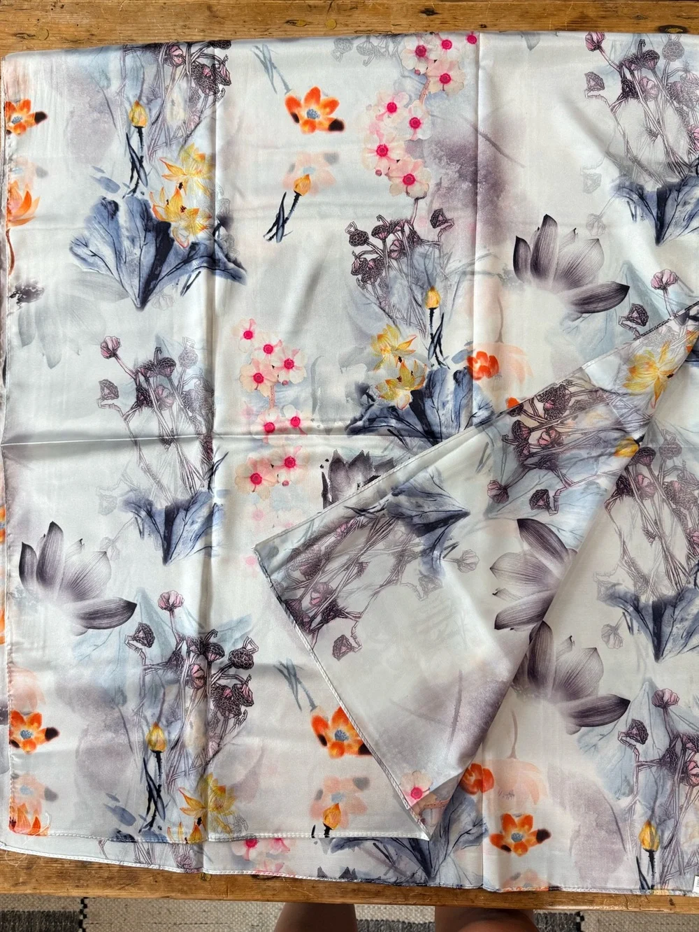 Floral Silk Scarf NEW 30 x 60 Inches